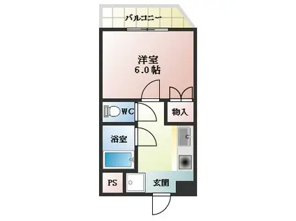 ルミエールS(1K/4階)の間取り写真