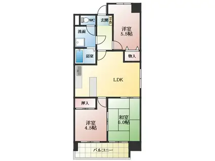 グラード柏原(3LDK/3階)の間取り写真