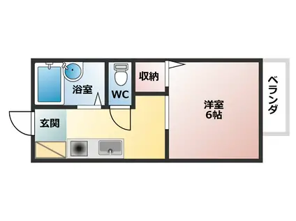 カマールM(1K/1階)の間取り写真