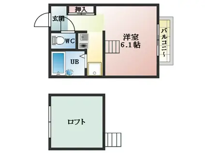 ハイツ大堀(1K/1階)の間取り写真