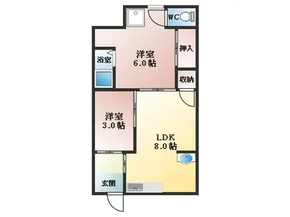 あおい荘(2LDK/2階)の間取り写真