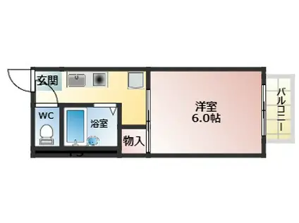 リバーヒル喜志(1K/2階)の間取り写真