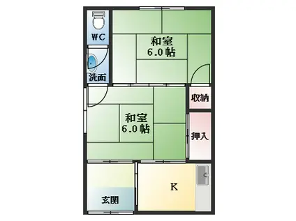 小川文化(2K/1階)の間取り写真