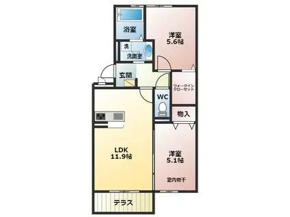 シャルマン(2LDK/1階)の間取り写真