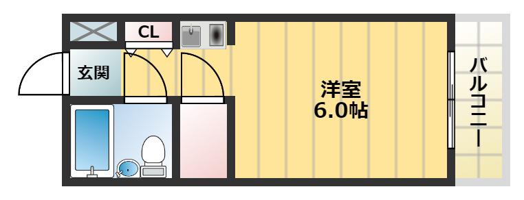 ヴィクトリアコート旭ヶ丘(ワンルーム/1階)の間取り写真