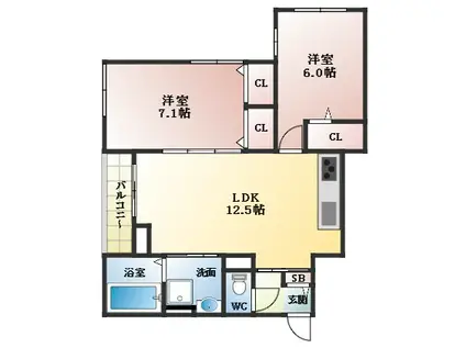 マヨール御舟町(2LDK/3階)の間取り写真