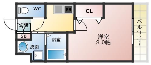 ステラウッド国分(1K/1階)の間取り写真