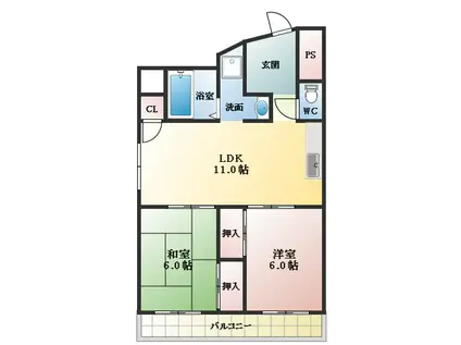 滝谷ユタカハイツ(2LDK/1階)の間取り写真
