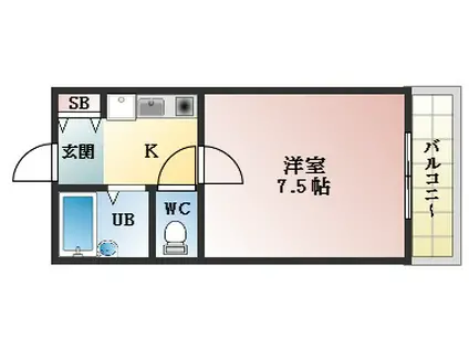 ブルージュ喜志(1K/4階)の間取り写真