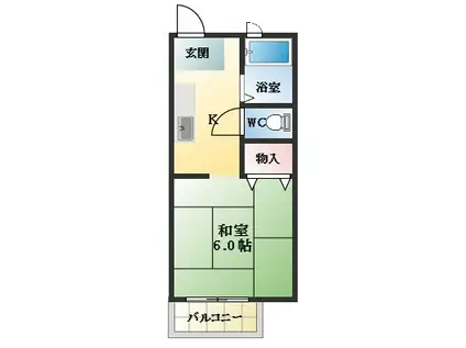 サンハイツ新町(1K/2階)の間取り写真