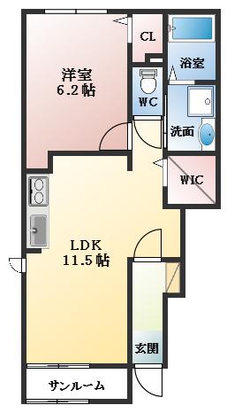 ビーナスベルト(1LDK/1階)の間取り写真
