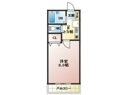 サンライズしみず(1K/2階)の間取り写真