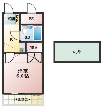 ユーママンション(1K/3階)の間取り写真