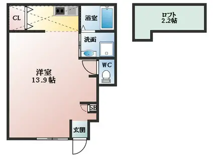 あんしん河合08-1075(ワンルーム/1階)の間取り写真