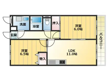 アンソレイエ(2LDK/3階)の間取り写真
