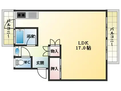 国分旭ヶ丘1棟(1LDK/1階)の間取り写真