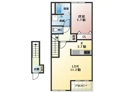 フィオレ(1LDK/2階)の間取り写真