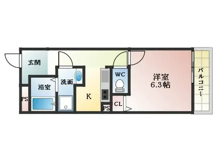 FLANER(1K/2階)の間取り写真