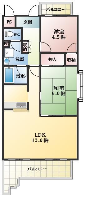 グランシャリオ(2LDK/3階)の間取り写真
