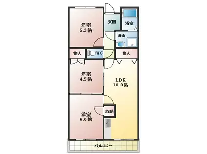 ベルベ田中(3LDK/1階)の間取り写真