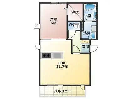 バレンシア(1LDK/1階)の間取り写真