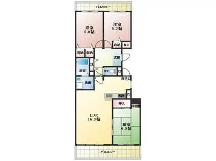 リベラス21 13棟(3LDK/3階)の間取り写真