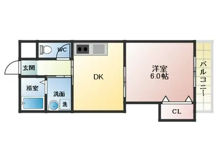 VULCAN(1DK/2階)の間取り写真