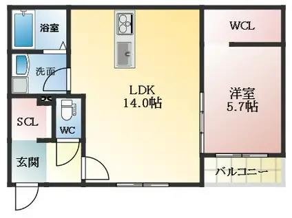 クレア法善寺(1LDK/3階)の間取り写真