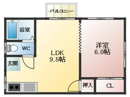 GRANT 24KRS(1LDK/3階)の間取り写真