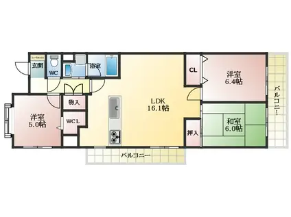 アビテ藤井寺II(3LDK/4階)の間取り写真