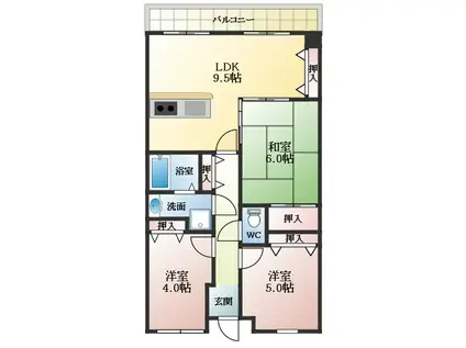 オーク一番館(3LDK/2階)の間取り写真