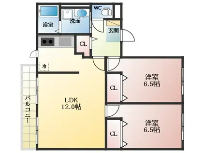 グランド・ソレイユ(2LDK/1階)の間取り写真