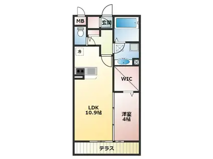 グランディール松原(1LDK/2階)の間取り写真