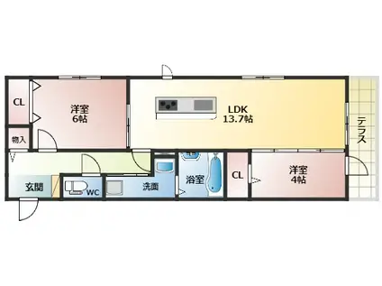 HKハイム(2LDK/3階)の間取り写真