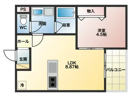FSTYLE藤井寺道明寺1号館(1LDK/2階)の間取り写真