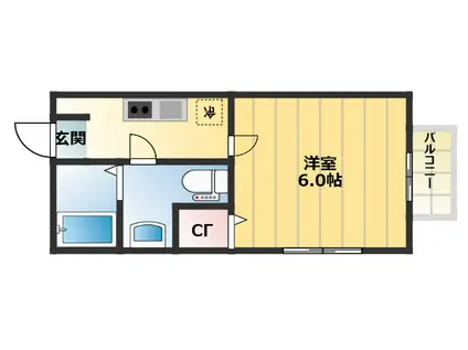 セジュール・MORITA(1K/2階)の間取り写真