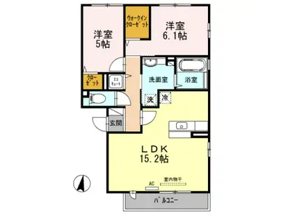 グランシャムール(2LDK/3階)の間取り写真