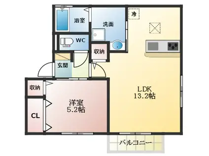 アマービレ恵美坂(1LDK/2階)の間取り写真
