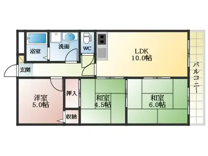 パラストオカザワ(3LDK/2階)の間取り写真