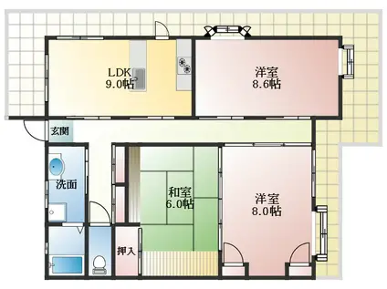 ハイマート古市(3LDK/6階)の間取り写真