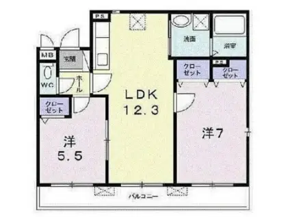 エテルノ デーア(2LDK/1階)の間取り写真