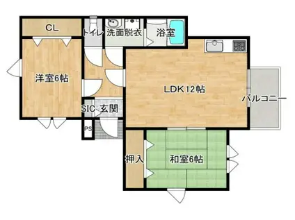 ハイツマルエイⅠ(2LDK/1階)の間取り写真