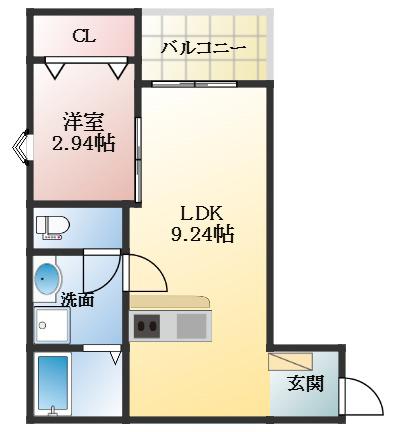 FSTYLE藤井寺・岡1号館(1LDK/1階)の間取り写真