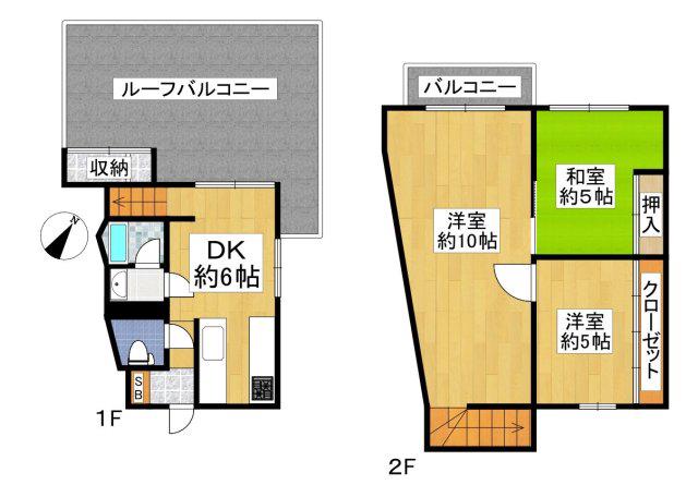 シャトールメール(3DK/4階)の間取り写真