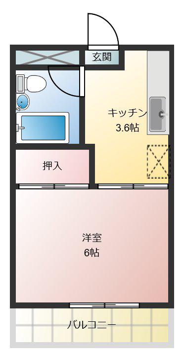 光ハイツ・杉本(1K/2階)の間取り写真