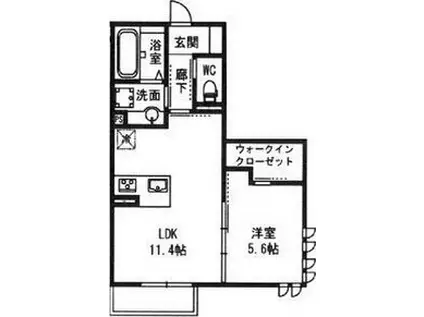 メゾンドヒルズ(1LDK/2階)の間取り写真
