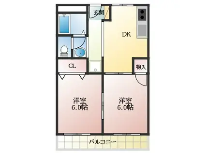 アクセス久野喜台マンション(2DK/3階)の間取り写真