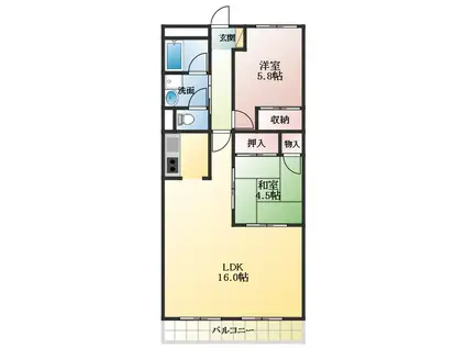 グランドメゾン津々山台(2LDK/3階)の間取り写真