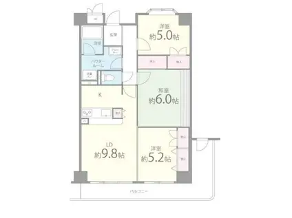 パラッツォドゥエ(3LDK/5階)の間取り写真