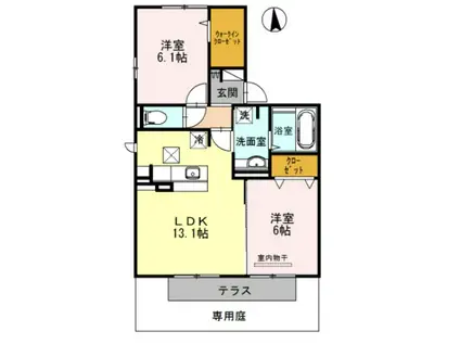 グラシューズ(2LDK/1階)の間取り写真